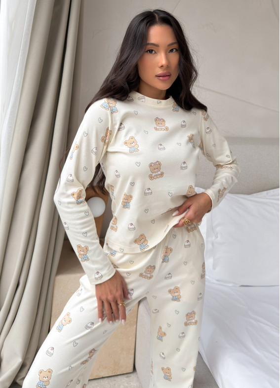 Linsey, piżama, beżowy00-00005136-k