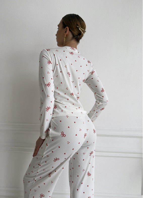 Edelin, piżama, biała00-00005455-k