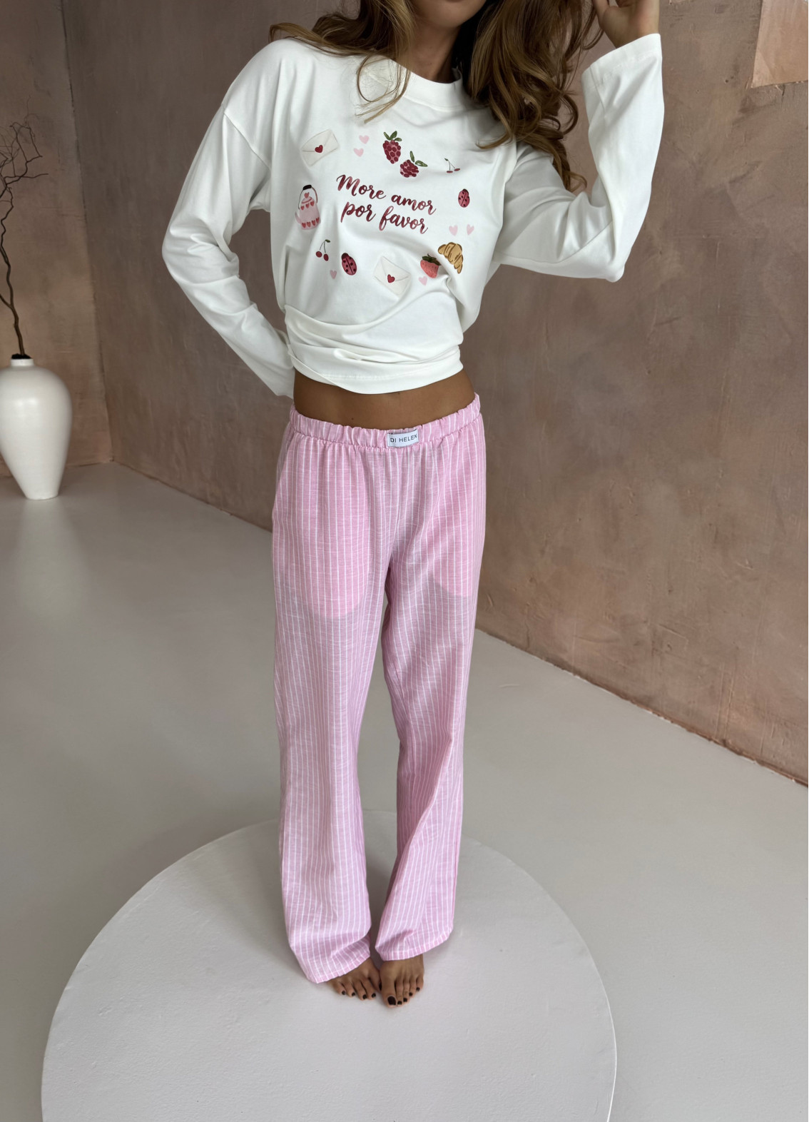Langärmeliges Damen-Pyjama-Set Amor, multicolorArtikel: 00-00005726-k3