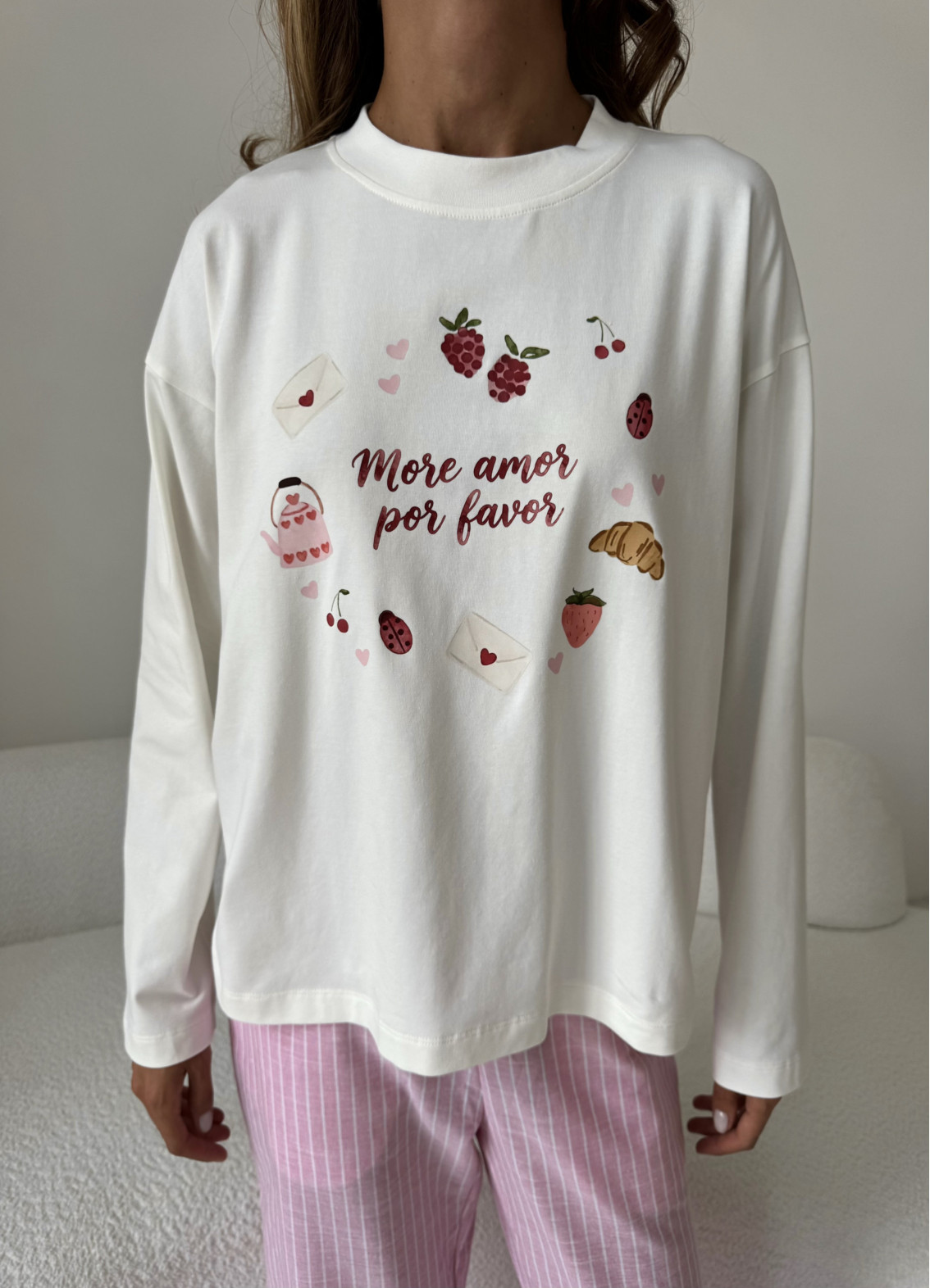 Langärmeliges Damen-Pyjama-Set Amor, multicolorArtikel: 00-00005726-k4