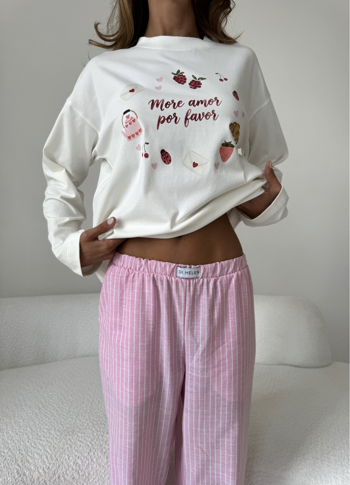 Langärmeliges Damen-Pyjama-Set Amor, multicolorArtikel: 00-00005726-k1