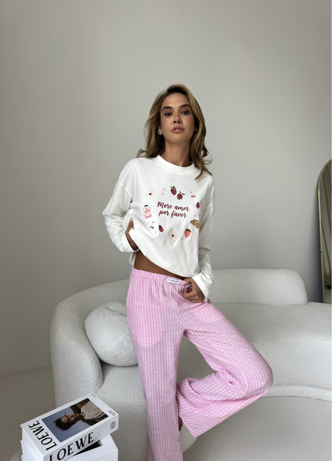 Langärmeliges Damen-Pyjama-Set Amor, multicolorArtikel: 00-00005726-k5